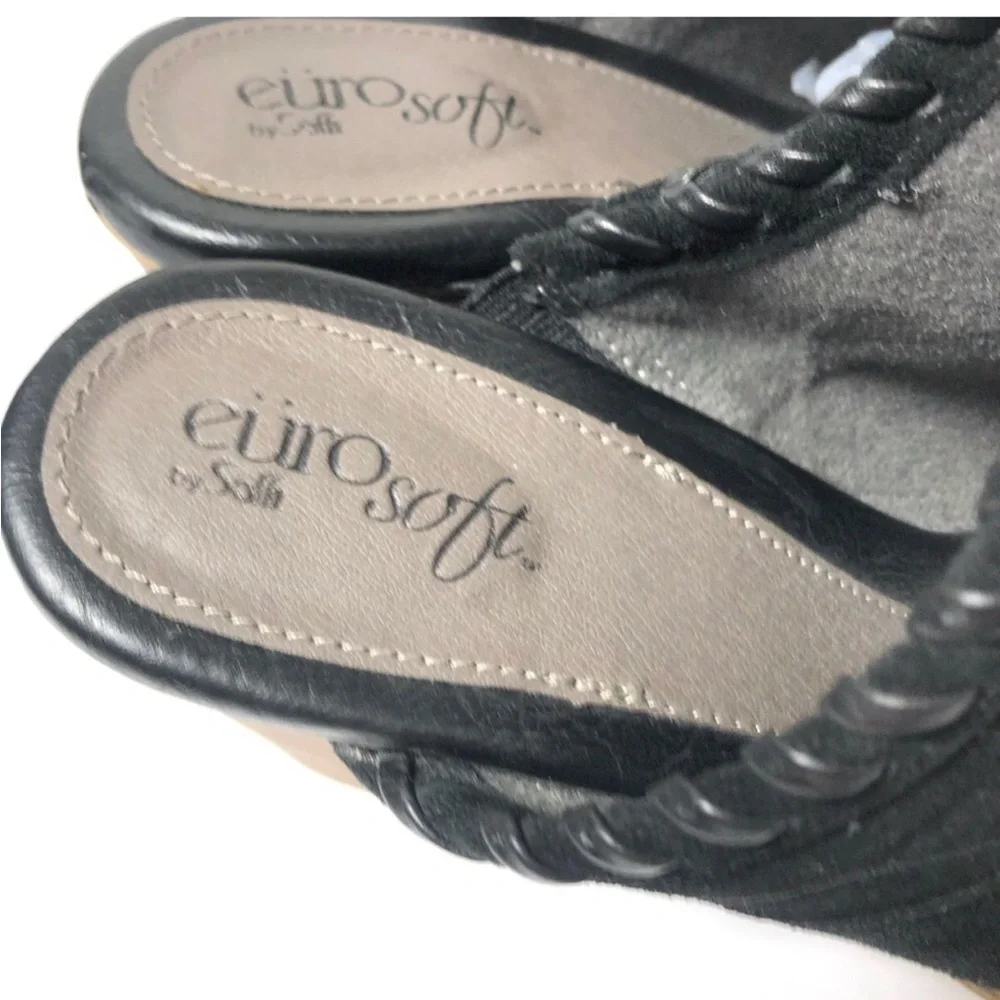 Euro Soft Suede Black Mule Heels. Size 8. - Picture 4 of 7